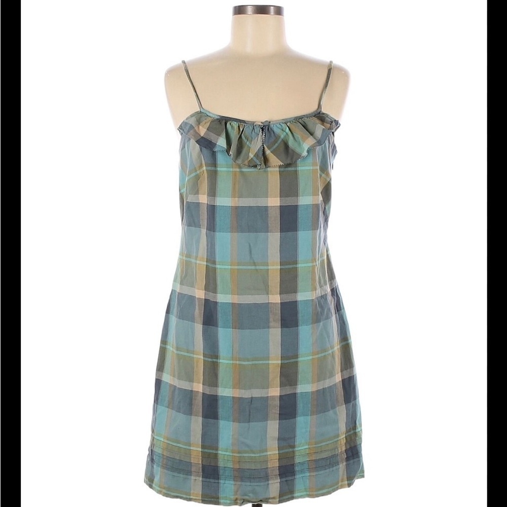 Ann TAYLOR LOFT Y2K Spaghetti Straps Above Knee Plaid Cotton Dress